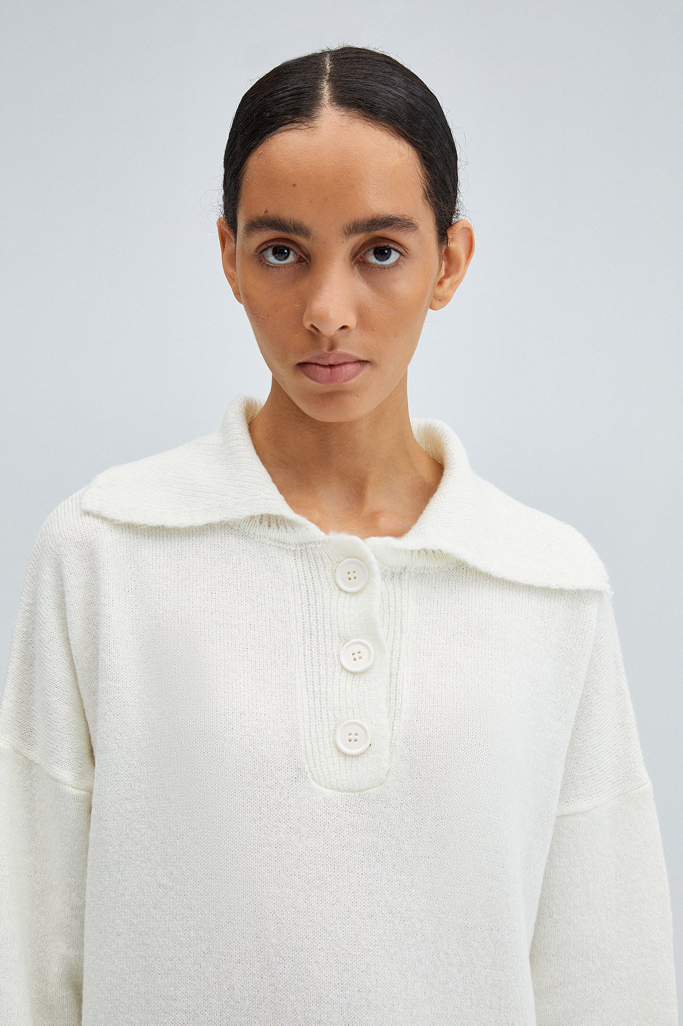 Textured Knit Maxi Dress with Polo Collar