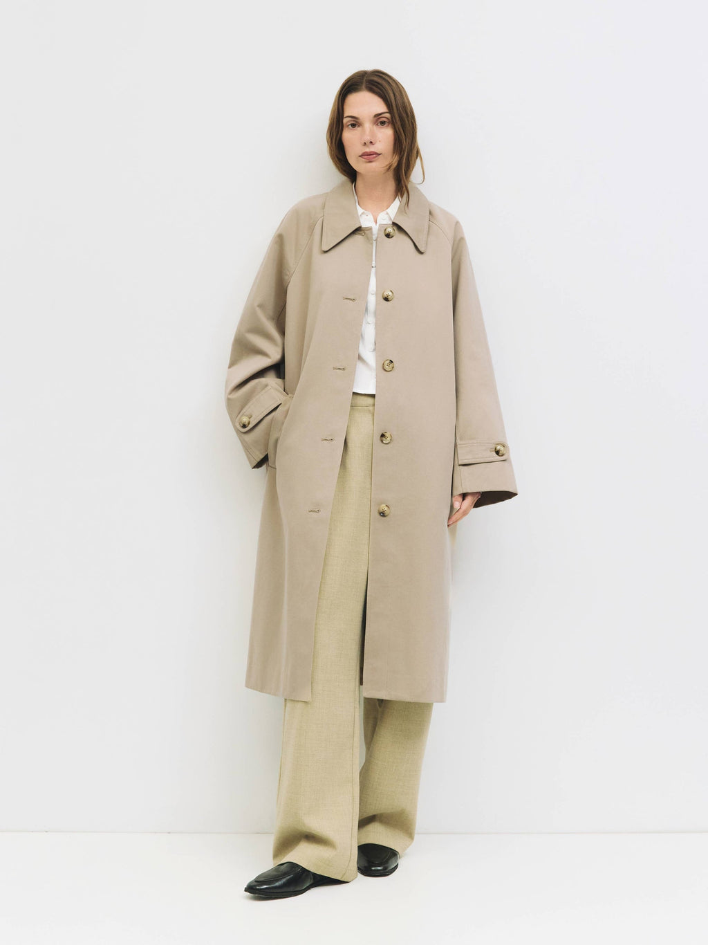 Pointed Collar Trench Coat