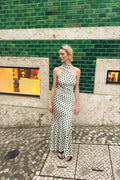 Polka Dot Satin Halter Dress